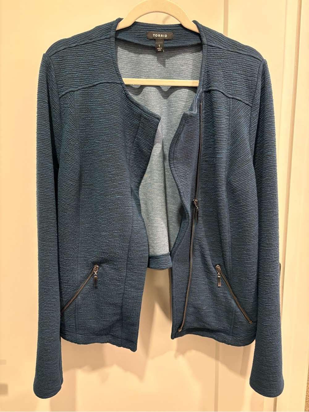 torrid teal textured zip-front utility jacket